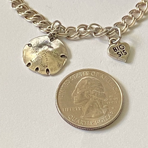 Sterling Silver 925 Italy Charm Bracelet Sand Dollar Charm - Picture 4 of 8